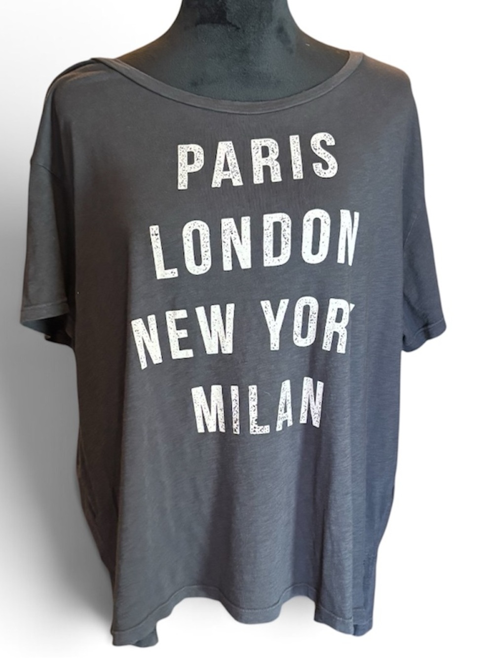 Sundry Charcoal Short-Sleeve Tee with City Print,size 4,Urban Minimalist, Casual